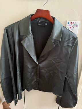 ASOS Satin Notched-Collar Blazer Jacket - Deep Green